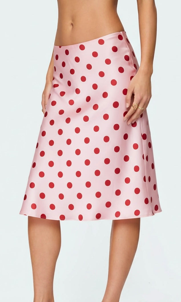 Pink polka dot skirt