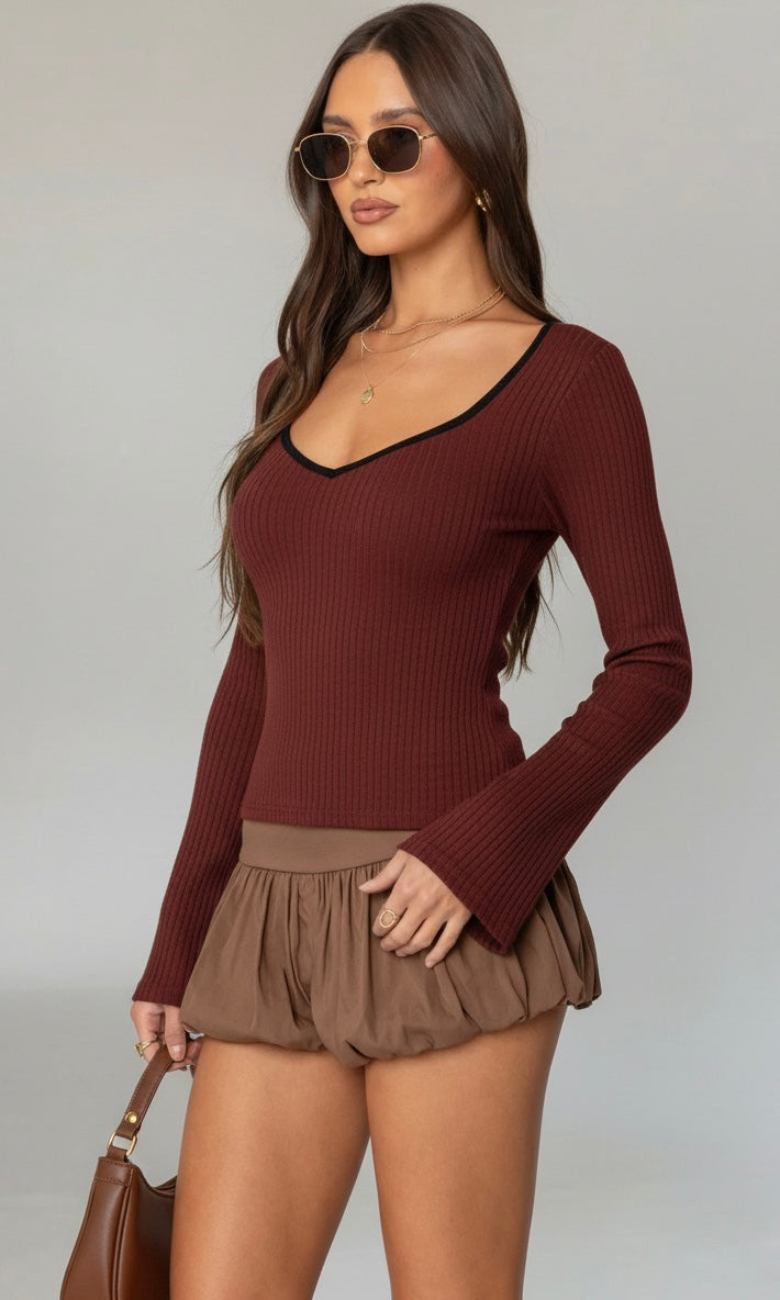 Brown long sleeve top