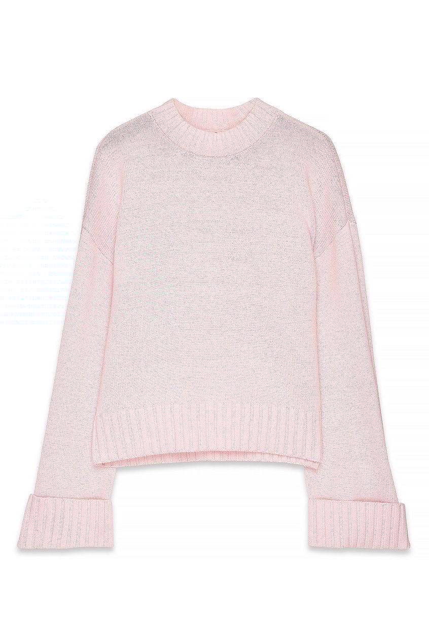 Folded Sleeve Knitted Sweater