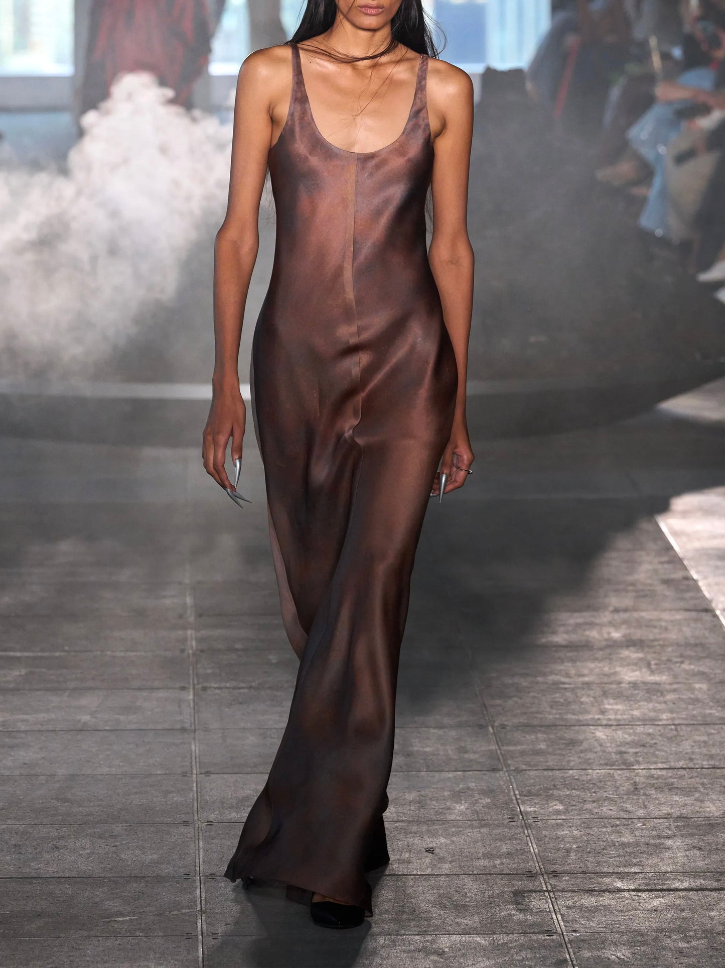 RUST BROWN Margot Silk Bias Slip Dress