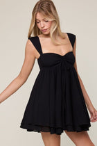 Black Babydoll Mini Dress - Flowy Mini Dress | Boho Pink