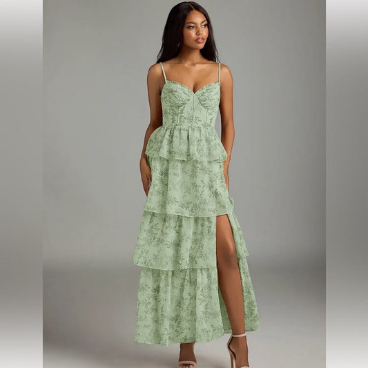Arabella Tiered Mint Maxi Dress