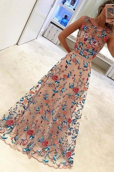 Evangeline Embroidered A-Line Formal Gown