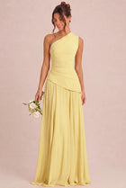 One Shoulder Chiffon Bridesmaid Dress | Pleated A-Line