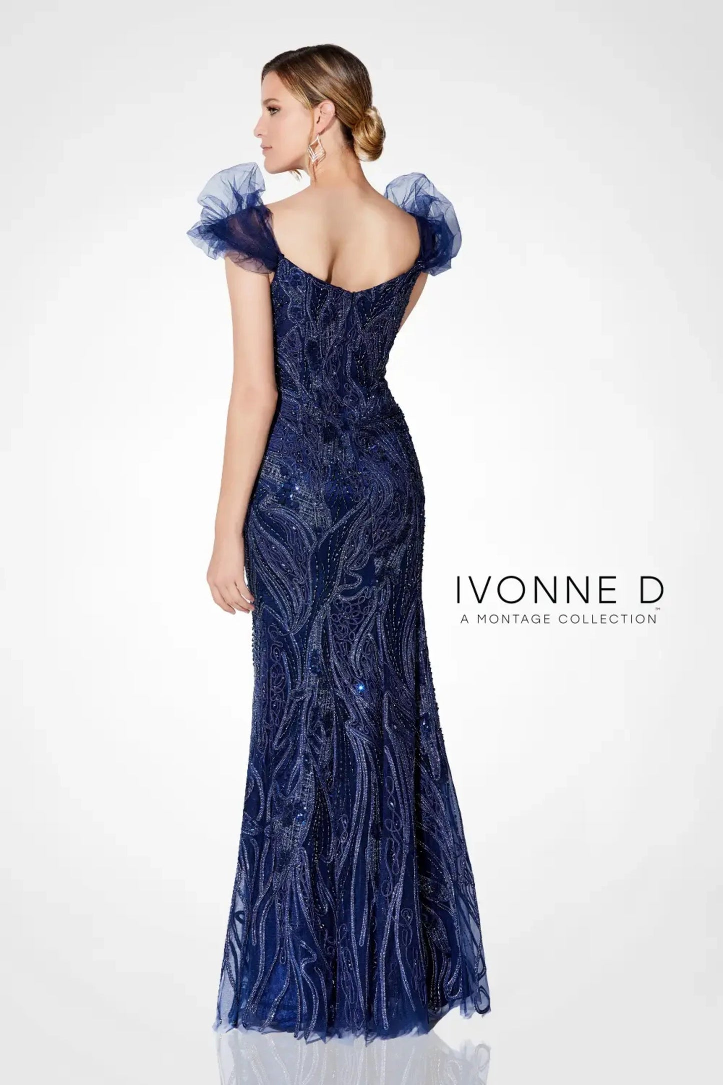 Navy Blue Margot Beaded Evening Dress