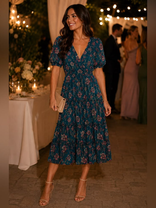 Margot Floral Tiered Midi Dress