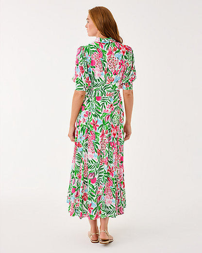 Glowing Gardens Larkyn Linen Shirt Midi Dress