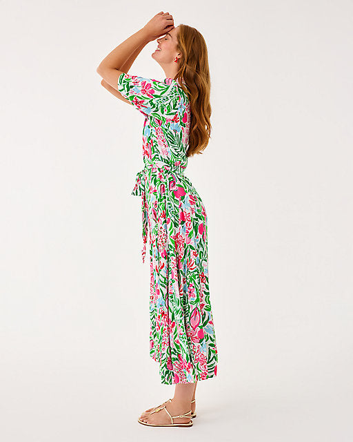 Glowing Gardens Larkyn Linen Shirt Midi Dress
