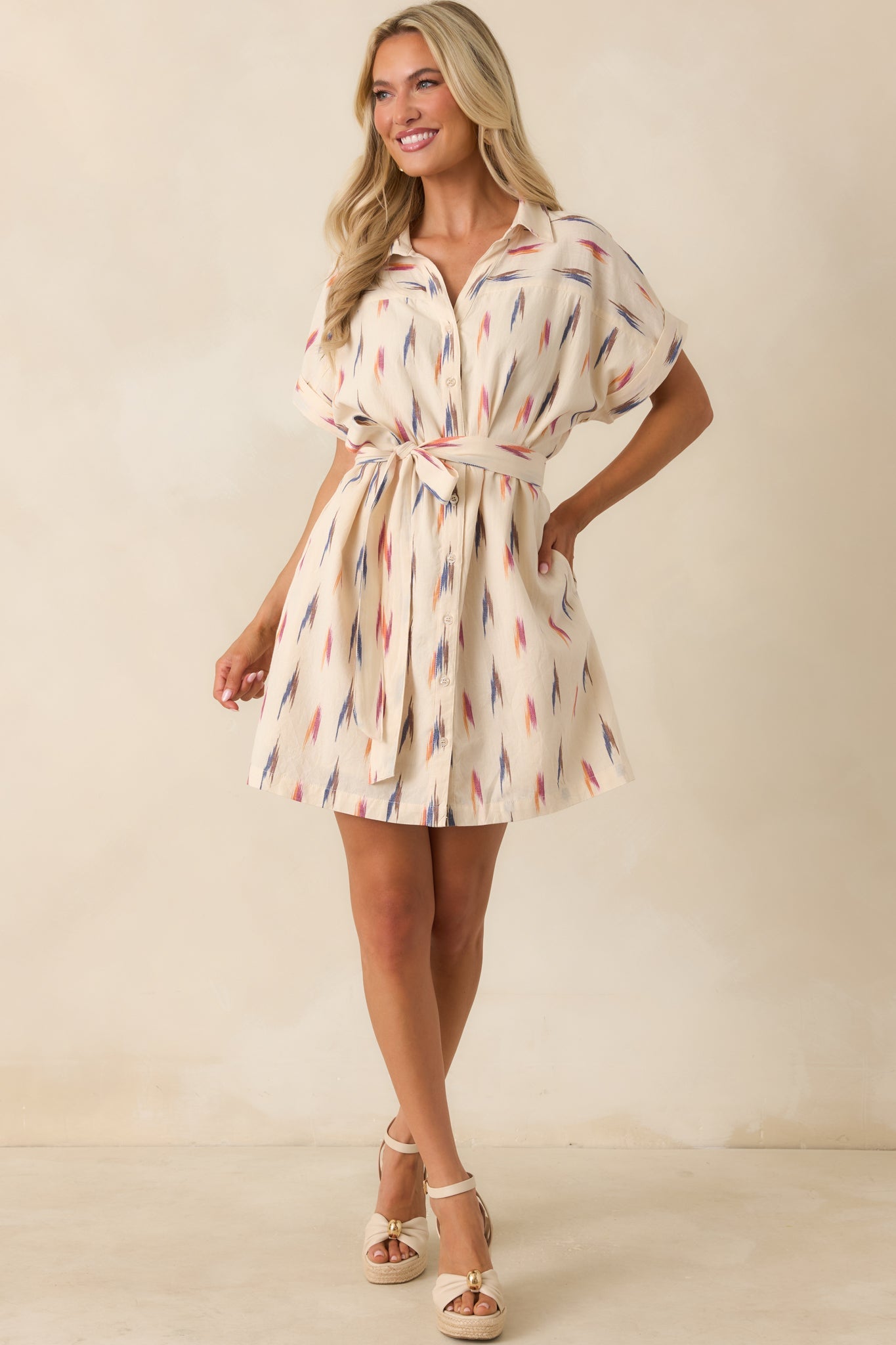 Ivory Margot Printed Cotton Shirt Dress