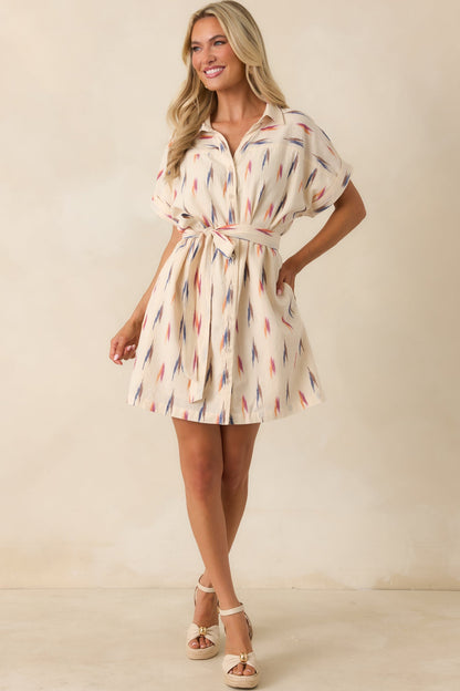 Ivory Margot Printed Cotton Shirt Dress