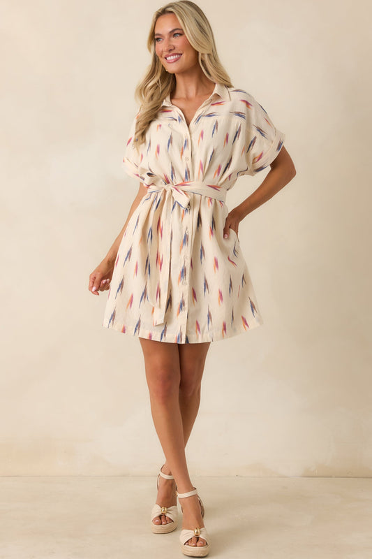 Ivory Margot Printed Cotton Shirt Dress