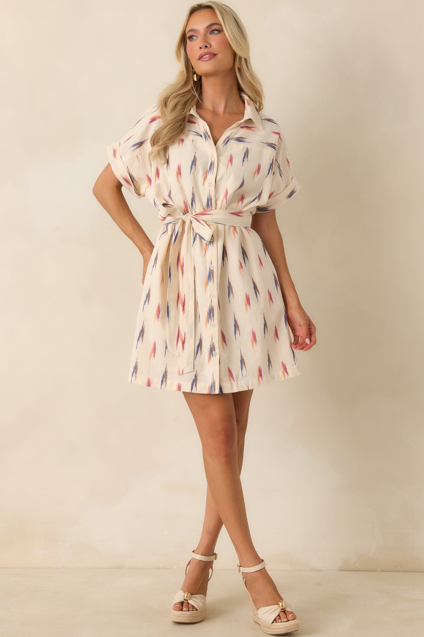 Ivory Margot Printed Cotton Shirt Dress