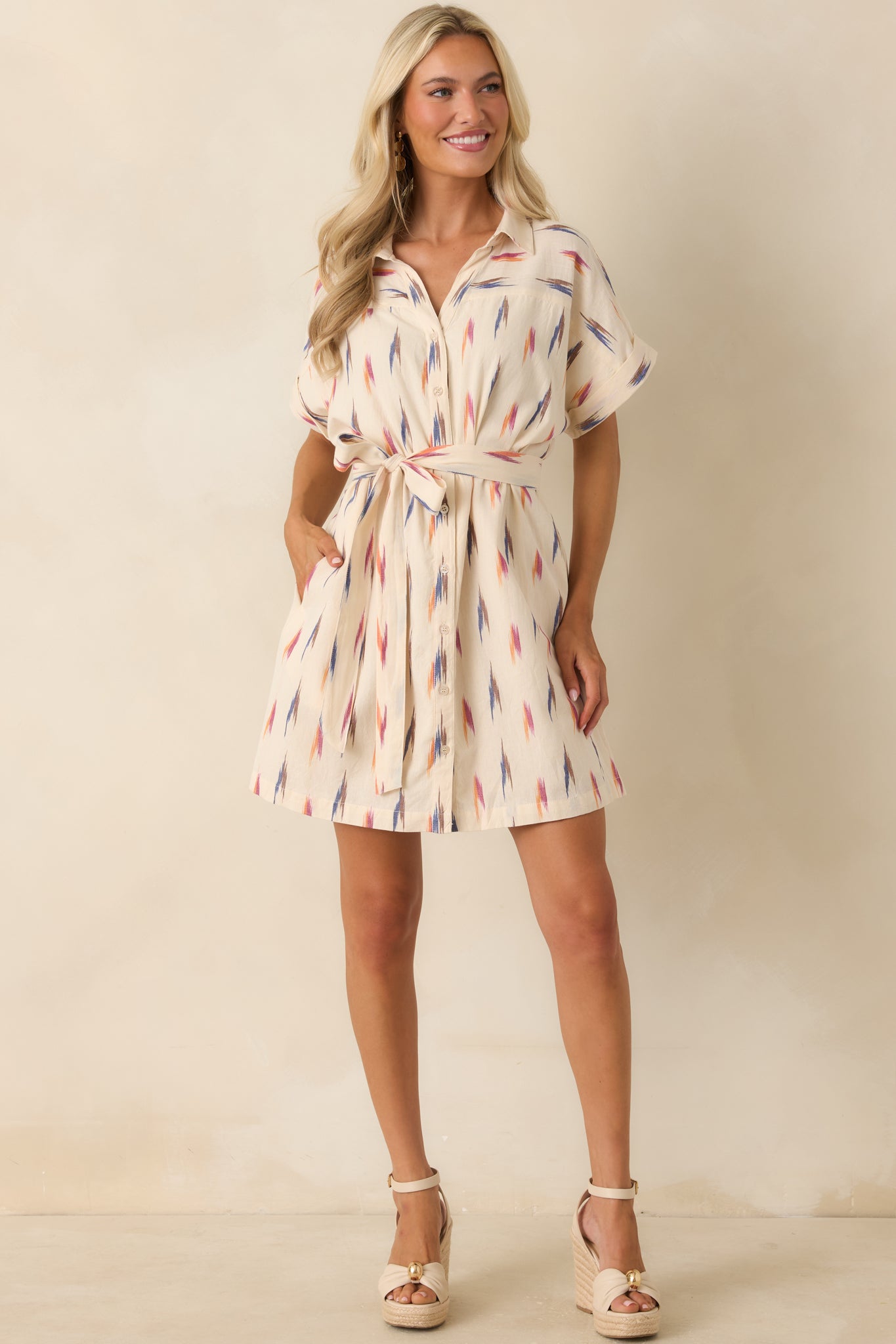Ivory Margot Printed Cotton Shirt Dress