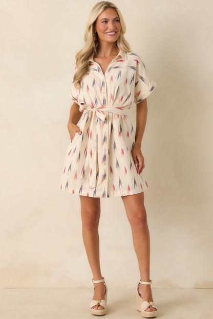 Ivory Margot Printed Cotton Shirt Dress