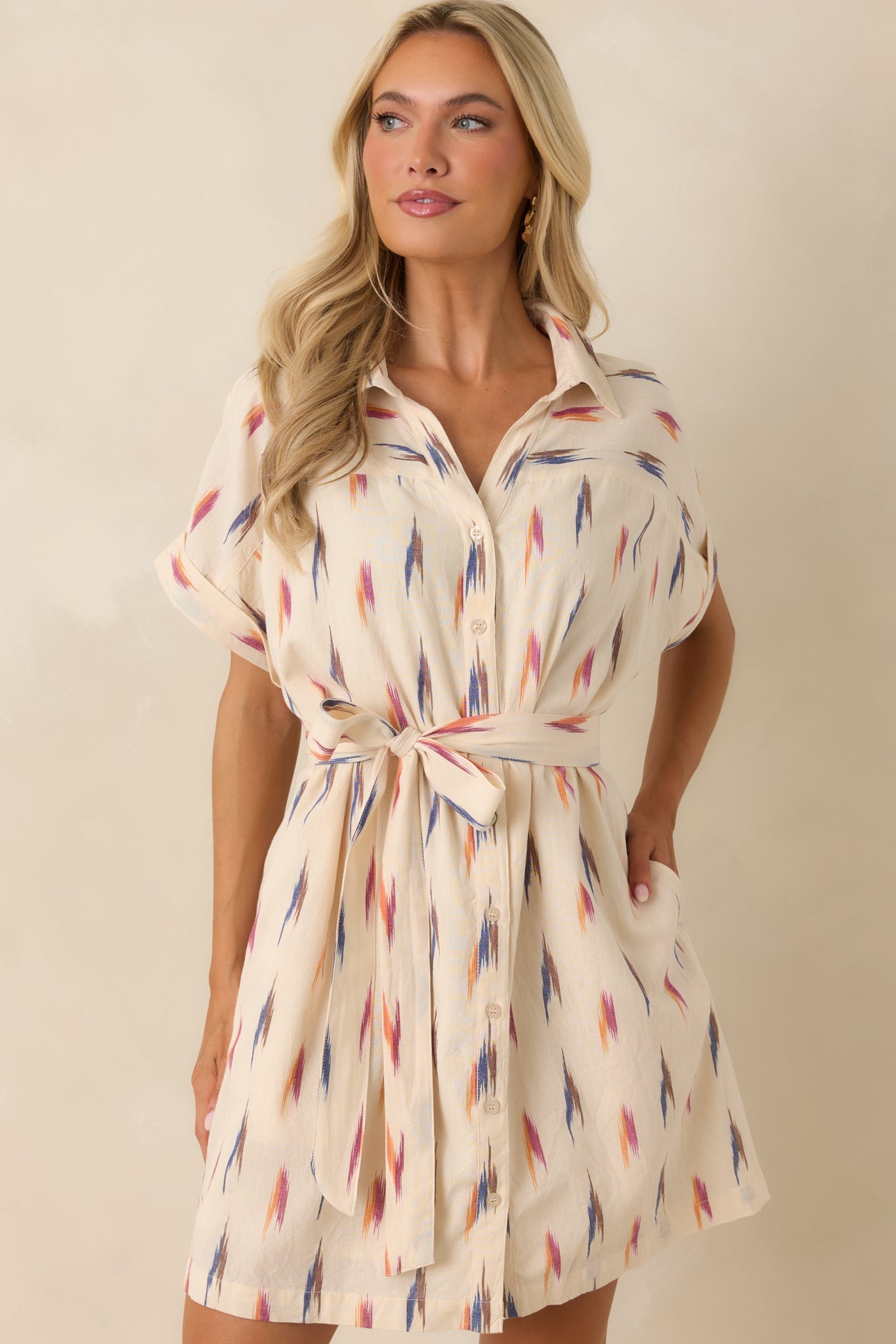 Ivory Margot Printed Cotton Shirt Dress