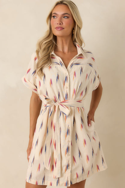 Ivory Margot Printed Cotton Shirt Dress