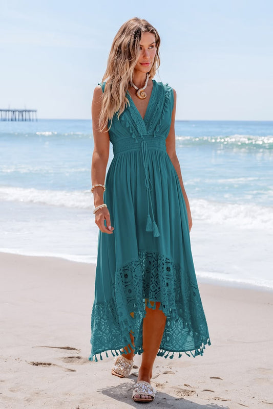 Ophelia Boho Blue Midi Dress