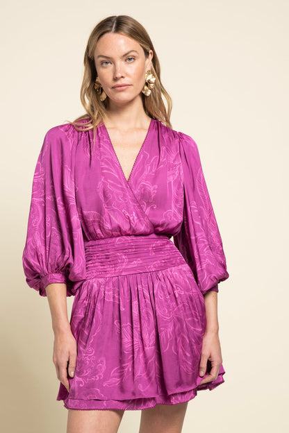 Purple Reef Colleen Jacquard Mini Dress in Indigo