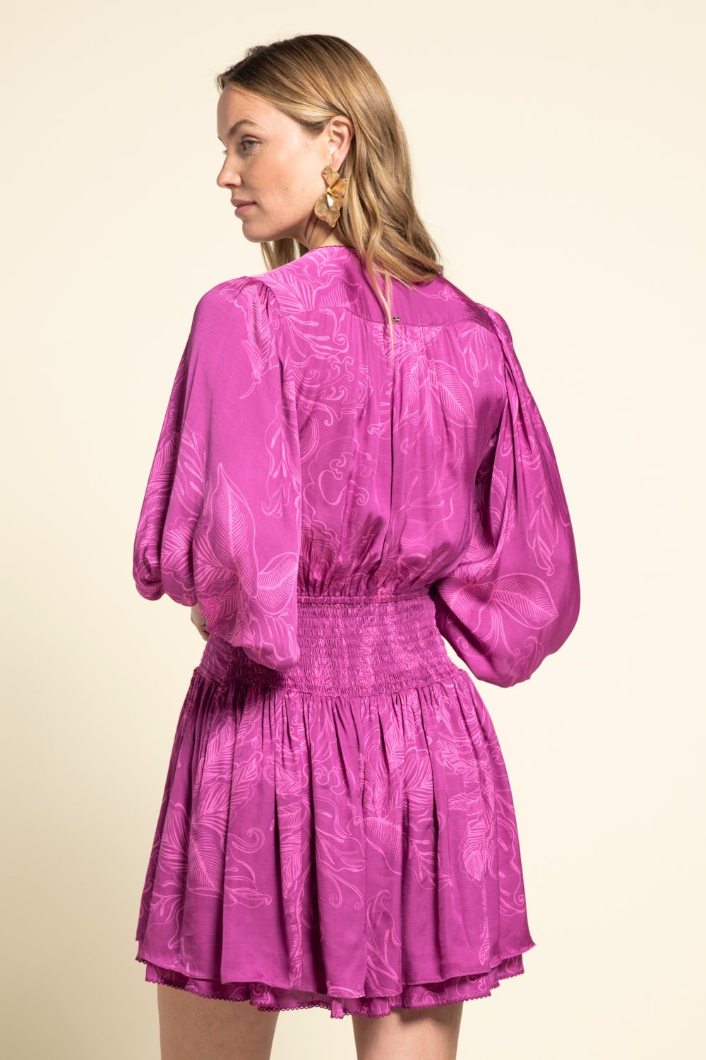 Purple Reef Colleen Jacquard Mini Dress in Indigo