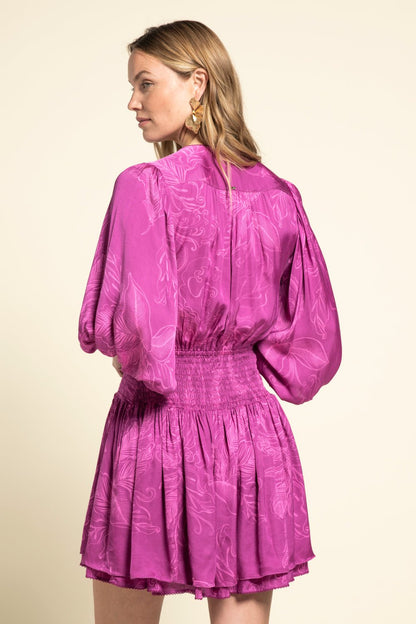 Purple Reef Colleen Jacquard Mini Dress in Indigo