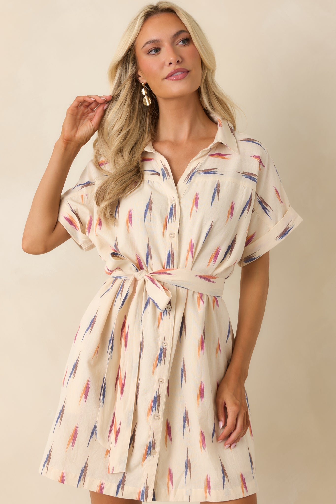 Ivory Margot Printed Cotton Shirt Dress