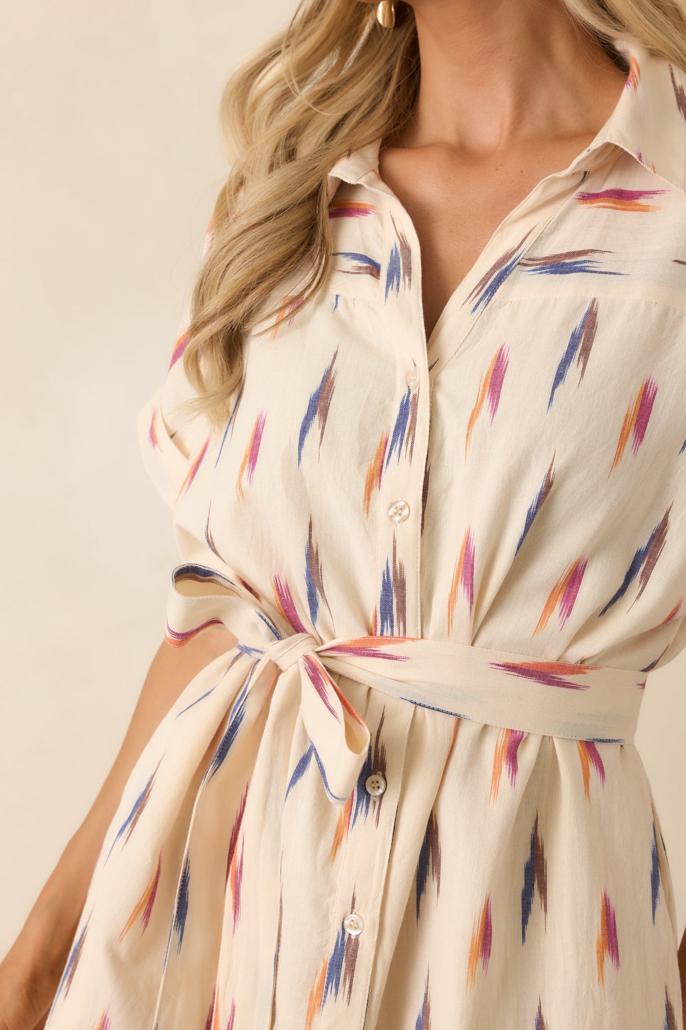 Ivory Margot Printed Cotton Shirt Dress