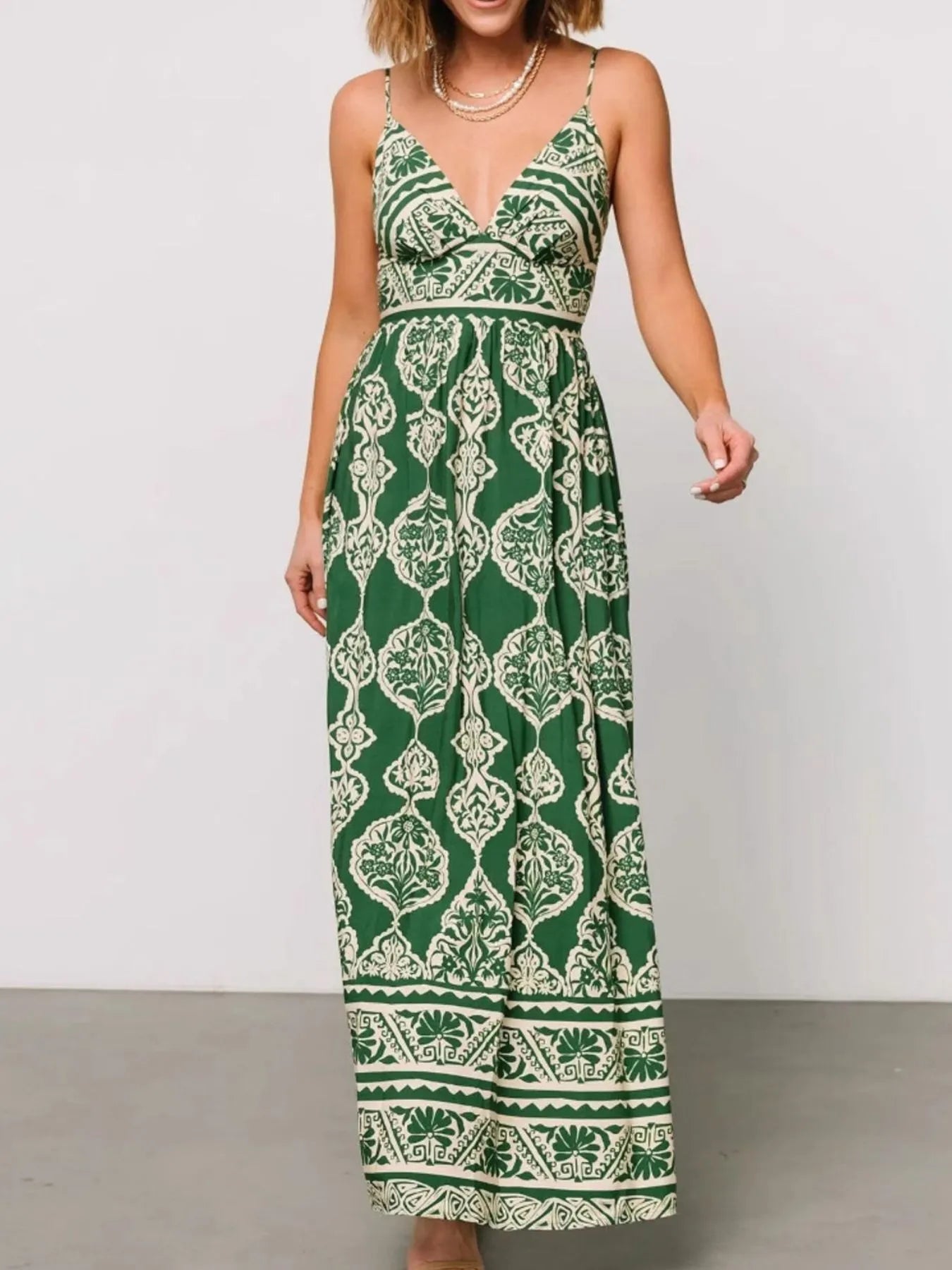 Neck Maxi Cami Dress Margot Printed V-Neck Tiered Dress