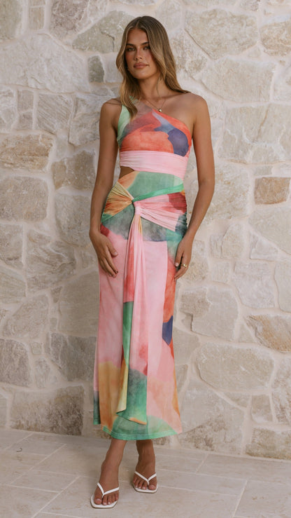 Multi Abstract Kourt Maxi Dress in Sapphire