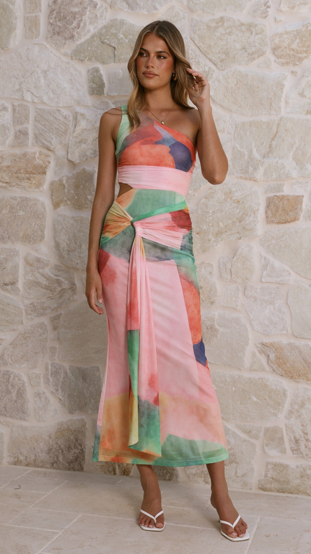 Multi Abstract Kourt Maxi Dress in Sapphire