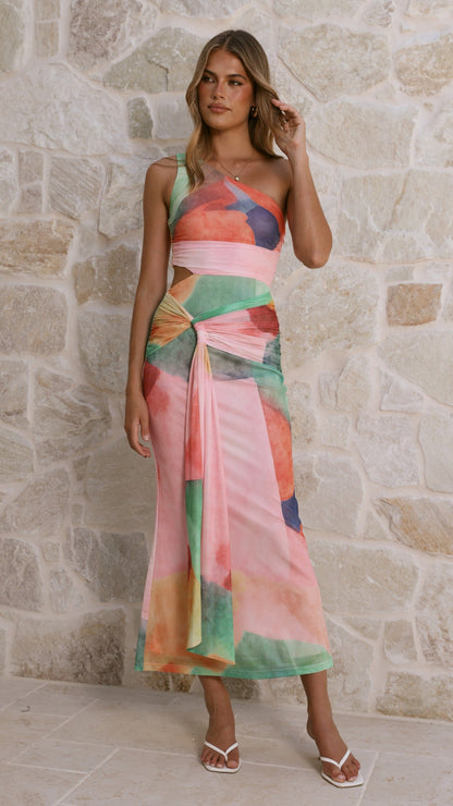 Multi Abstract Kourt Maxi Dress in Sapphire