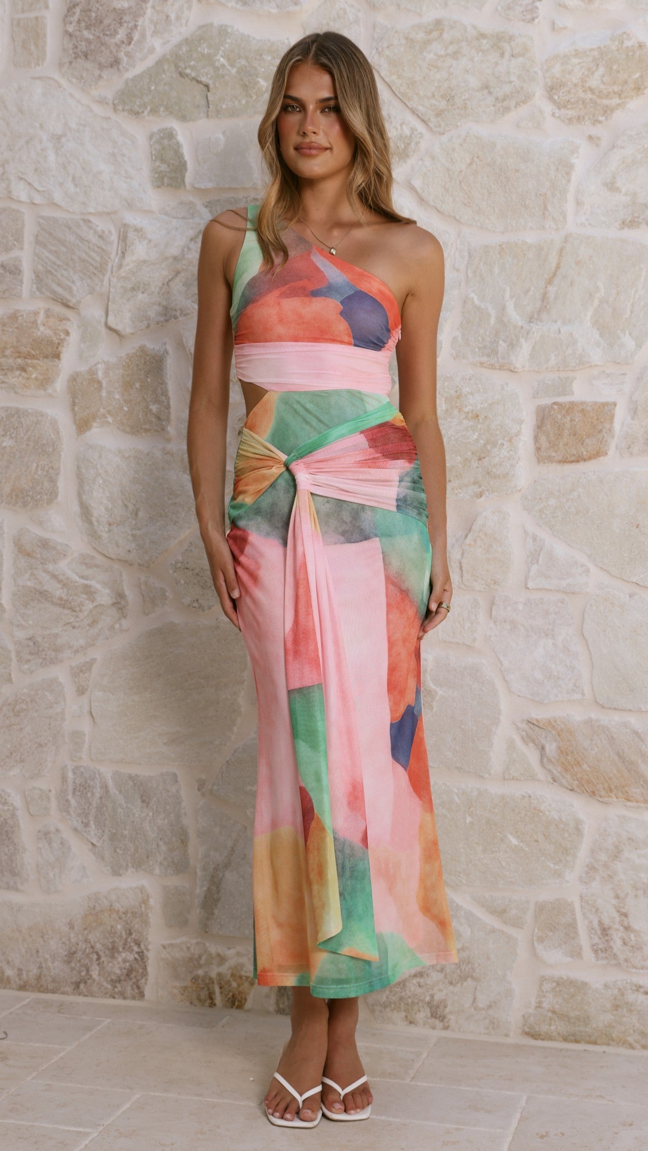 Multi Abstract Kourt Maxi Dress in Sapphire