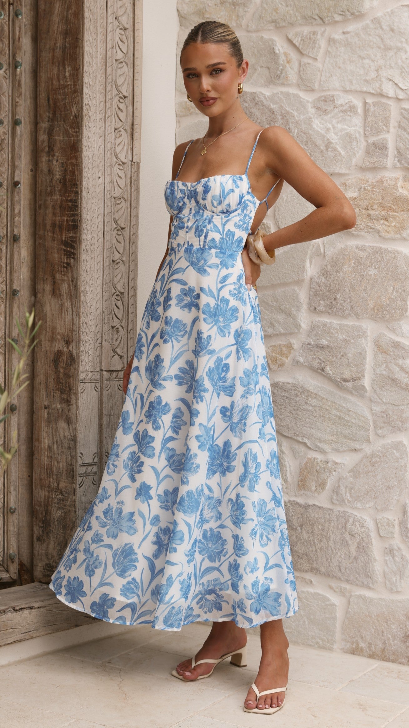 Blue Flower Rahima Floral Maxi Dress