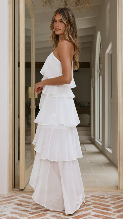 White Margot Lilac Floral Maxi Dress