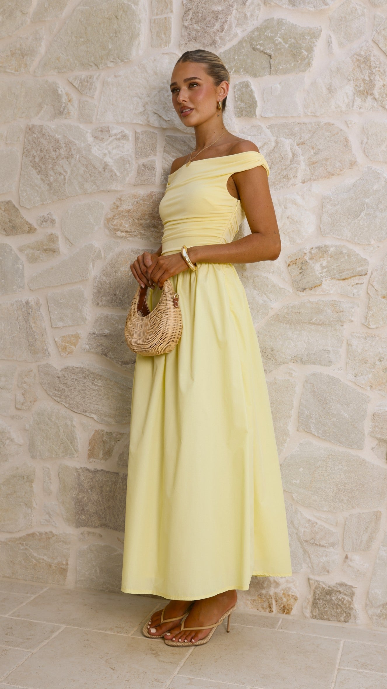 Yellow Immy Midi Dress in Chocolate