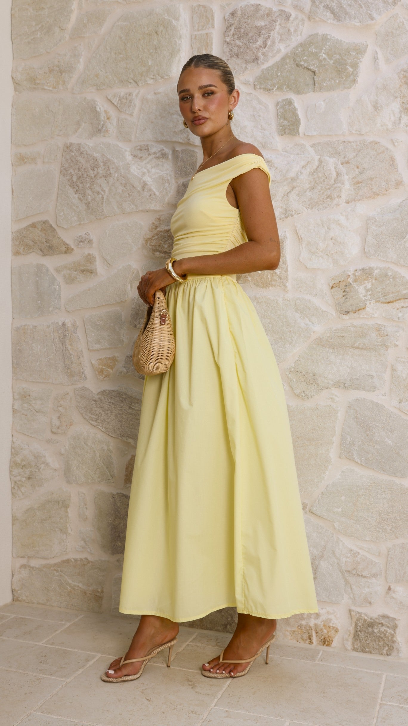 Yellow Immy Midi Dress in Chocolate