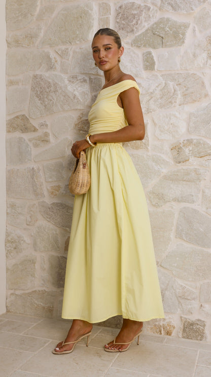 Yellow Immy Midi Dress in Chocolate