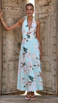 Aqua/White Floral