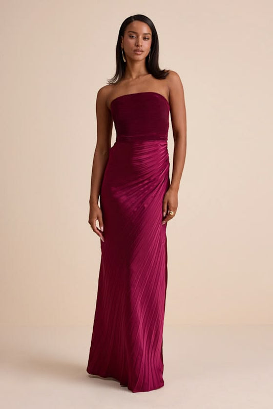 Nyrah Berry Satin Maxi Dress