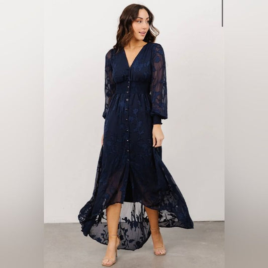Mayfair High-Low Maxi Dress in Baltic Blue