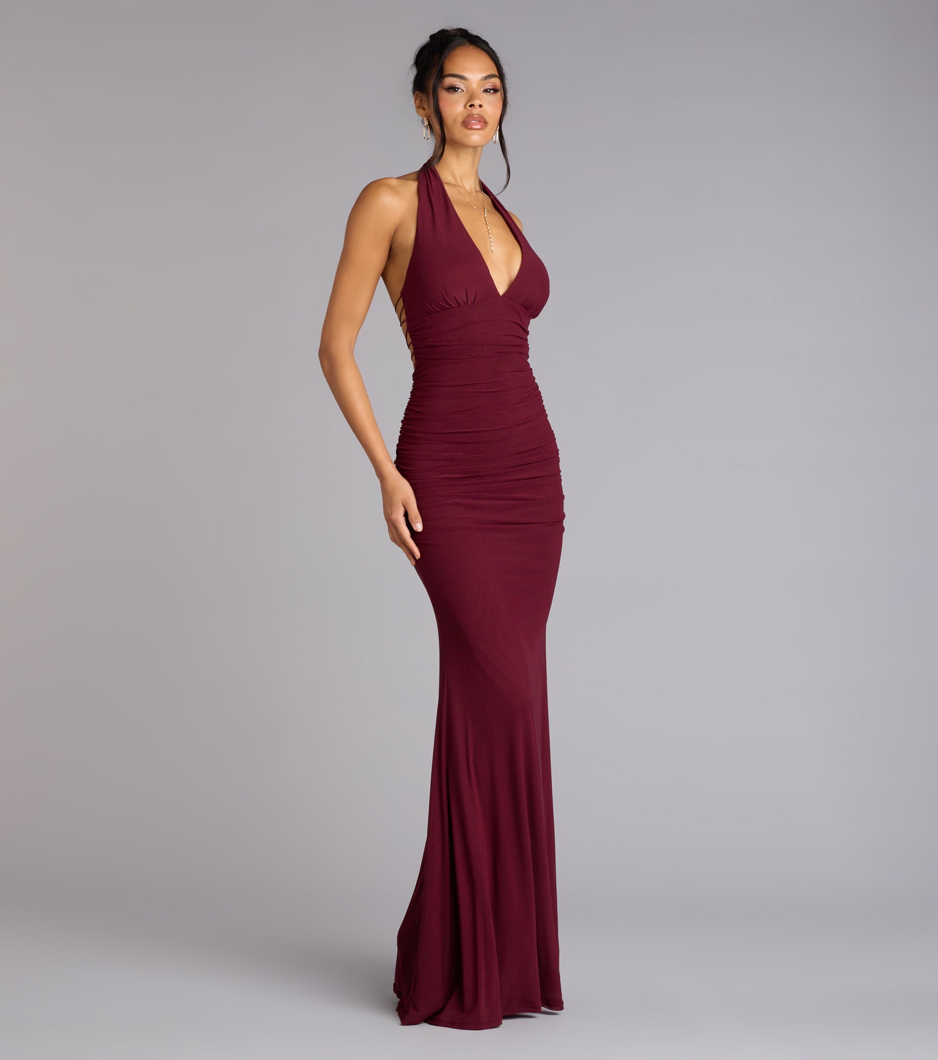 CHARTREUSE Juliana Mesh Strappy Back Formal Dress