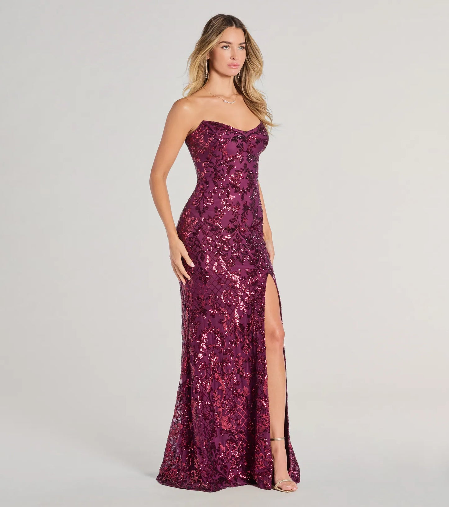 BLACK Chandler Sequin Lace-Up Formal Dress