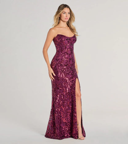 BLACK Chandler Sequin Lace-Up Formal Dress