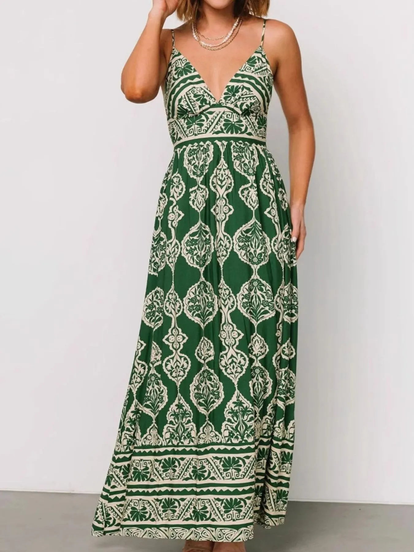 Neck Maxi Cami Dress Margot Printed V-Neck Tiered Dress