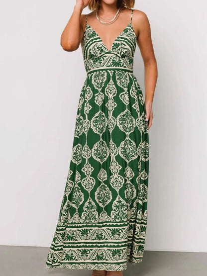 Neck Maxi Cami Dress Margot Printed V-Neck Tiered Dress