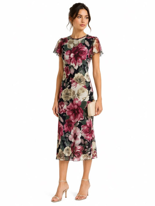 Liliana Floral Mesh Midi Dress
