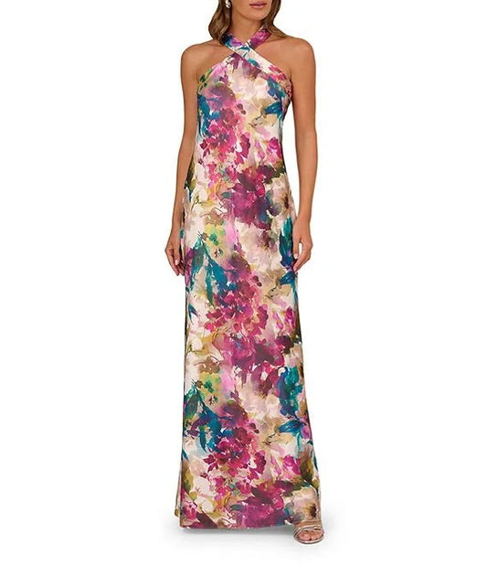 Adrianna Halter Satin Gown