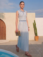Knit Striped Maxi Skirt - MEDIUM / BLUE - Blue Multi