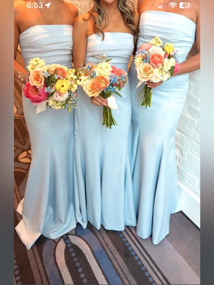 Strapless Light Blue Mermaid Evening Dress Size 6 Nwt | Color: Blue | Size: 6