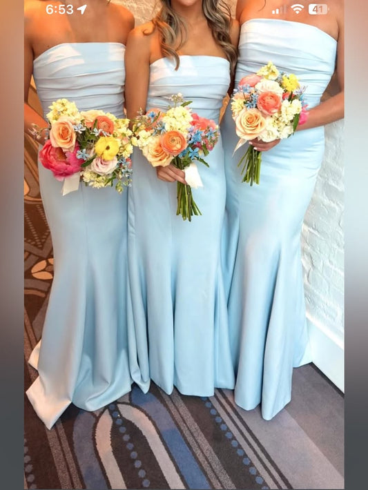Strapless Light Blue Mermaid Evening Dress Size 6 Nwt | Color: Blue | Size: 6