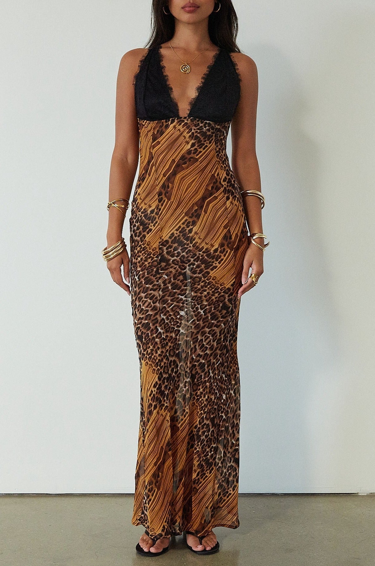 FINAL SALE Clara Maxi Dress in Multi-Black
